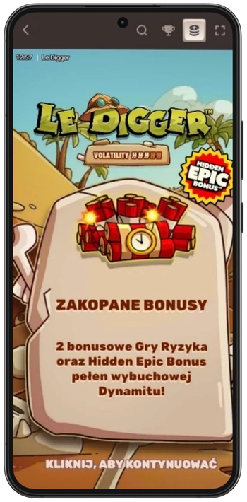 Ekran startowy automatu Le Digger od Hacksaw Gaming